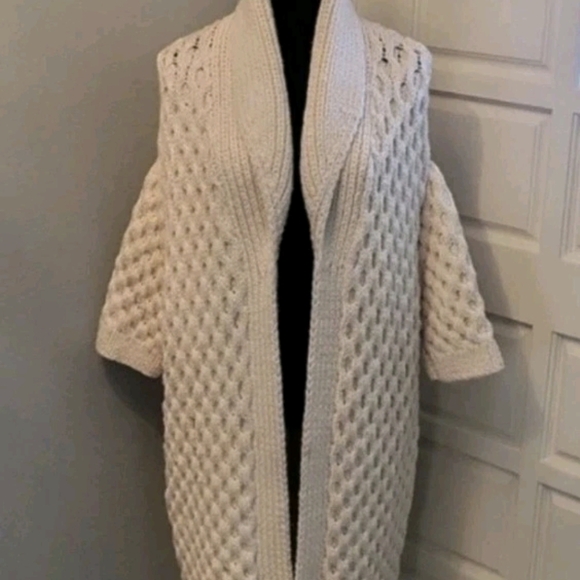 S-L Rare Kim Haller Heavy Knit Merino Wool Blend Open Front Cardigan MSRP $600 - Picture 5 of 16